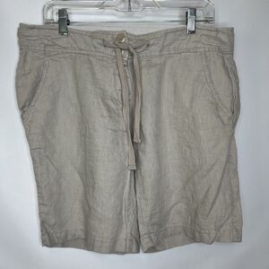 Willi Smith Shorts Womens Size 8 Beige Drawstring Waist Linen Lagenlook Casual
